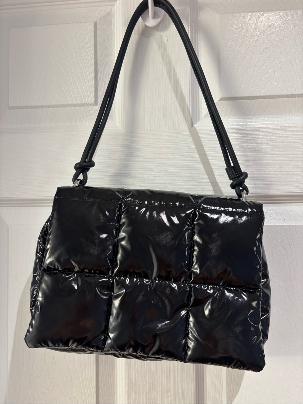 H&M Black Quilted Patent Shoulder Bag